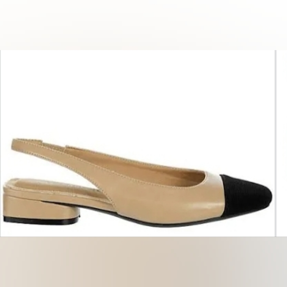 Black & Nude Cap Toe Slingbacks by Anne Klein Chaya Size 9.5 (runs tight)